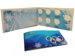 Буклет под 7 монет 25 рублей и банкноту с символикой XXII-х зимних Олимпийских игр в Сочи